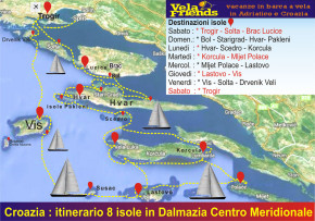 crociera in barca vela croazia mappa itinerario